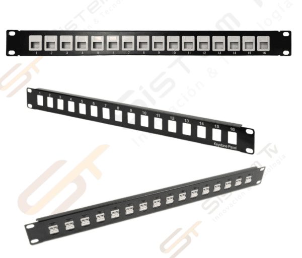 Patch panel 16 puertos sin jack para categoría 5 y categoría 6