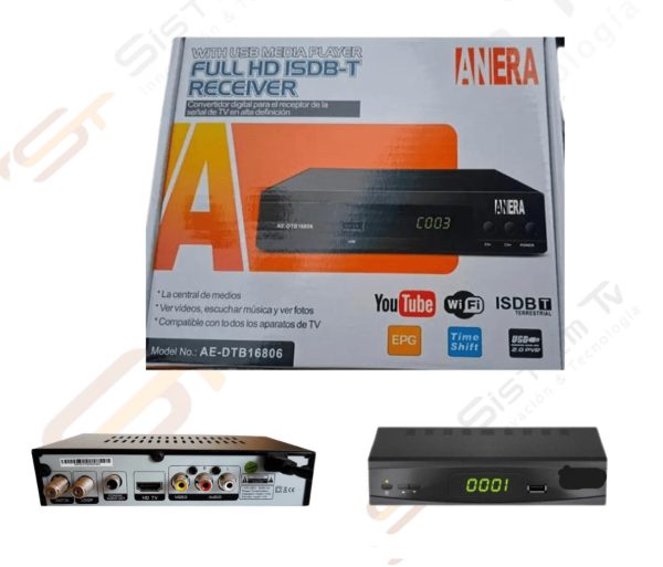 Receptor TDT para canales SD y HD nacionales marca anera