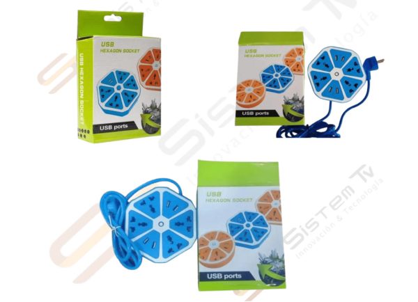regulador De 5 Tomas Mas Puertos Usb Varios Colores