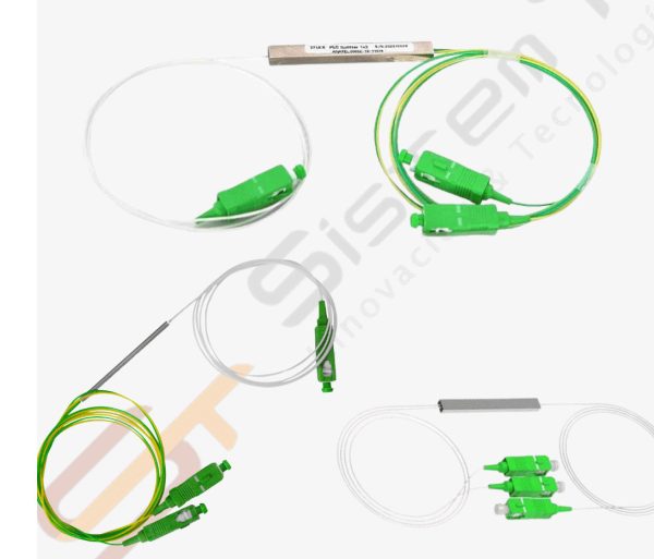 Splitter optico plc 1x2 monomodo sc-apc verde balanceado