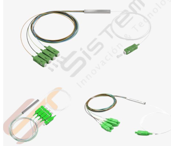 Splitter optico plc 1x4 monomodo sc-upc verde balanceado